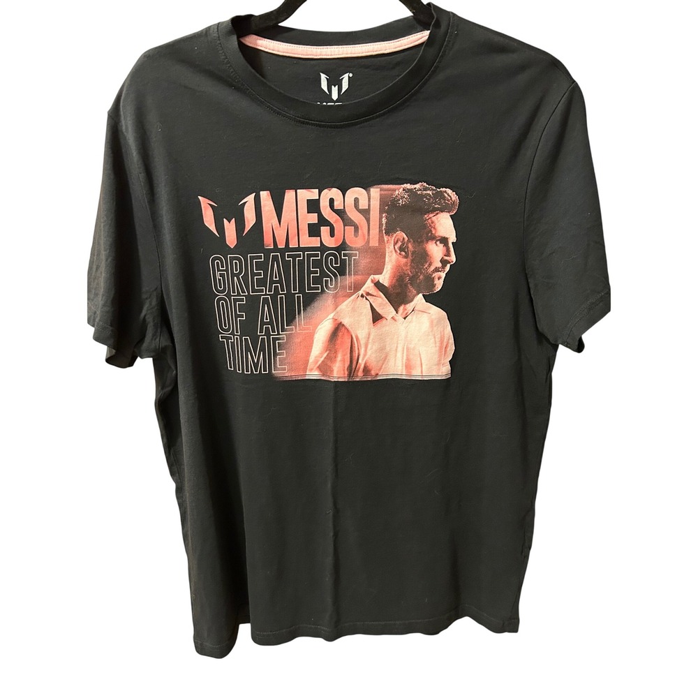 Messi Collection Mens GOAT Greatest Of All Time Graphic T-Shirt Black Medium